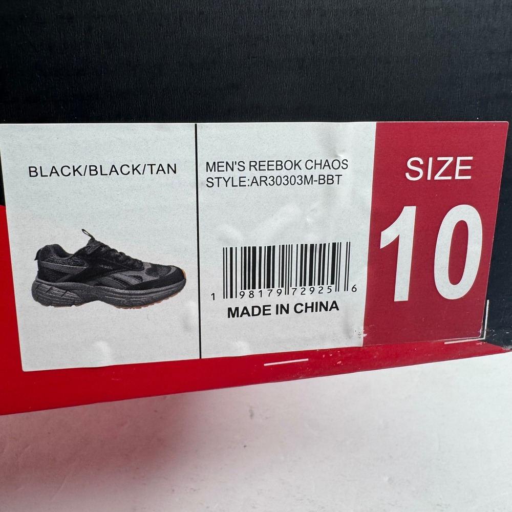 Reebok Chaos Mens Running Shoes Black Tan Gum Sole AR30303M-BBT Size 10 NEW - Picture 3 of 9